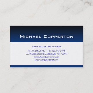 Carte De Visite Bleu professionnel de planificateur financier de
