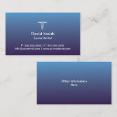 Carte De Visite Bleu professionnel équin de service Médicale et (Devant / Derrière)