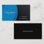 Carte De Visite Bleu professionnel et noir modernes (Devant / Derrière)