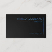 Carte De Visite Bleu professionnel moderne sur noir (Devant)
