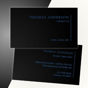 Carte De Visite Bleu professionnel moderne sur noir