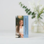 Carte de visite bleu professionnel photo moderne (Debout devant)