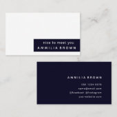 Carte De Visite Bleu profond | Conception de blocs de couleur mini (Devant / Derrière)