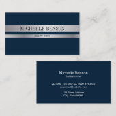 Carte De Visite Bleu profond et argent (Devant / Derrière)