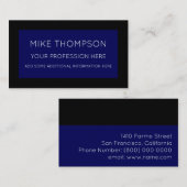 Carte De Visite bleu profond & noir, super simple & moderne (Devant / Derrière)