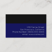 Carte De Visite bleu profond & noir, super simple & moderne (Dos)