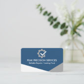 Carte de visite bleu QR Code pour mécanicien autom (Debout devant)