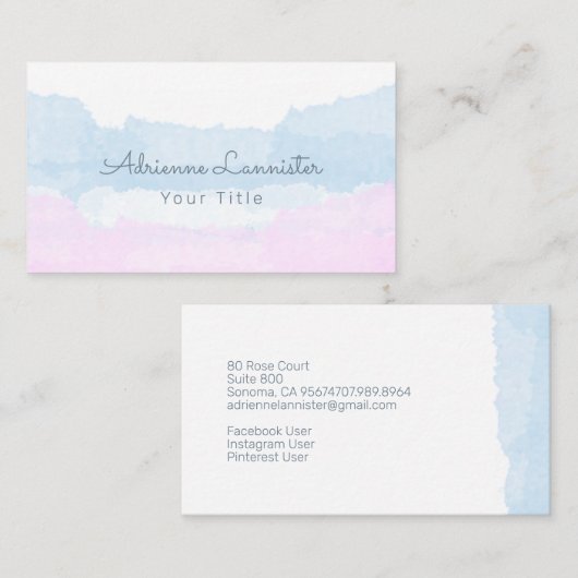 Carte De Visite Bleu rose Abstrait (Devant / Derrière)
