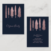 Carte De Visite Bleu & Rose Forêt rose Bois Bois Rustique (Devant / Derrière)