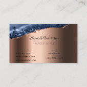 Carte De Visite Bleu rose or agate marbre élégant moderne (Dos)