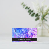 Carte De Visite Bleu rose violet moderne Art Abstrait élégant (Debout devant)