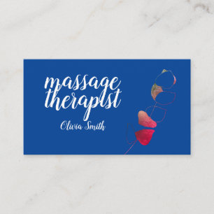 Carte De Visite Bleu rouge élégant verdure rustique stylé féminin