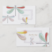 Carte De Visite Bleu rouge jaune papillon nuit soie délicate Busi (Devant / Derrière)