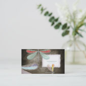 Carte De Visite Bleu rouge jaune papillon nuit soie délicate Busi (Debout devant)