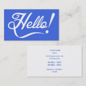 Carte De Visite Bleu royal bonjour (Devant / Derrière)