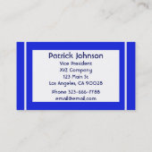 Carte De Visite bleu royal simple simple (Dos)