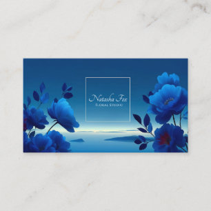 Carte De Visite Bleu Saphir Floral Géométrique Moderne Océan