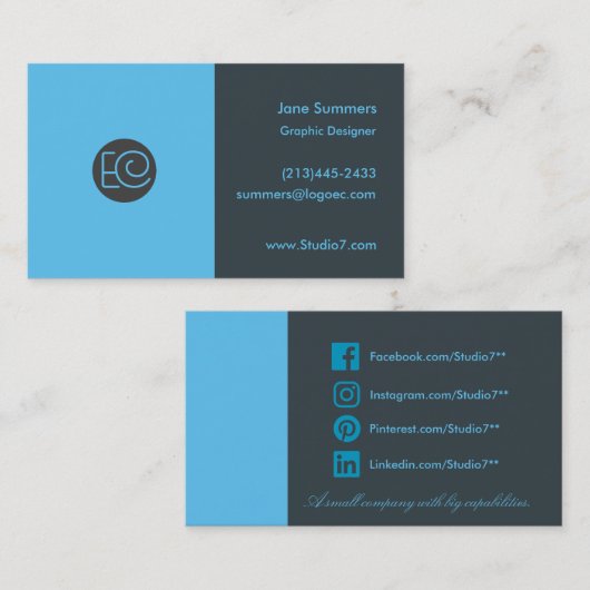 Carte De Visite Bleu - Série simple (Devant / Derrière)