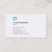 Carte de visite bleu simple de dentiste (Dos)