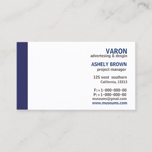 Carte de visite bleu simple élégant professionnel (Devant)