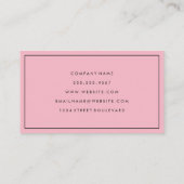 Carte De Visite Bleu simple et rose avec bordure (Dos)