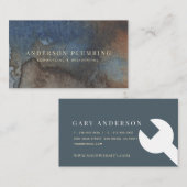 Carte De Visite Bleu Stain d'Eau & Rouille Plumage (Devant / Derrière)