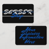 Carte De Visite Bleu sur noir, gris sur noir barbier (Devant / Derrière)