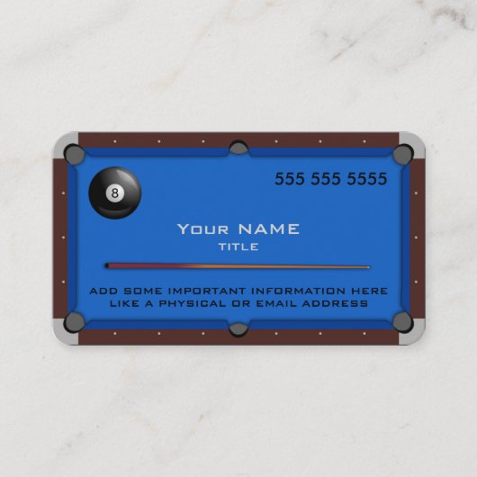 Carte de visite bleu table de billard (Devant)