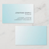 Carte De Visite Bleu tendance Blanc moderne Elégant Modèle simple (Devant / Derrière)