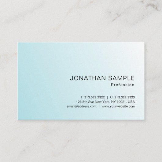 Carte De Visite Bleu tendance Blanc moderne Elégant Modèle simple (Devant)