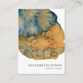 Carte De Visite Bleu Terracotta Unique Peint Aquarelle Abstraite (Devant)