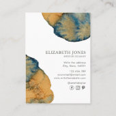 Carte De Visite Bleu Terracotta Unique Peint Aquarelle Abstraite (Dos)