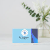 Carte De Visite Bleu thème Customisé Logo QR Doctor (Debout devant)