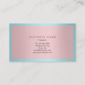 Carte De Visite Bleu Tiffany Ocean Frame Minimal rose métallique (Dos)