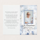 Carte De Visite Bleu Tint Carnation Florale Funérailles Mémorial P (Extérieur déplié)