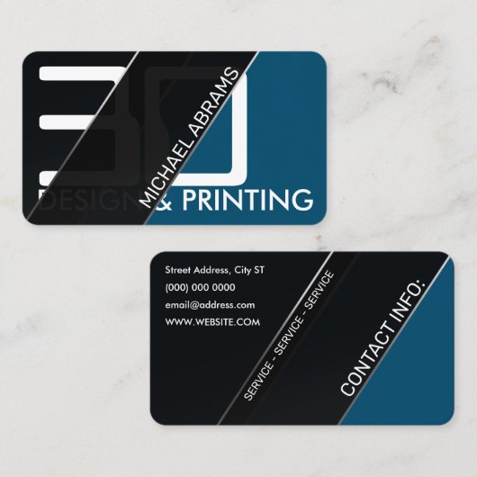 Carte de visite bleu transparent géométrique moder (Devant / Derrière)