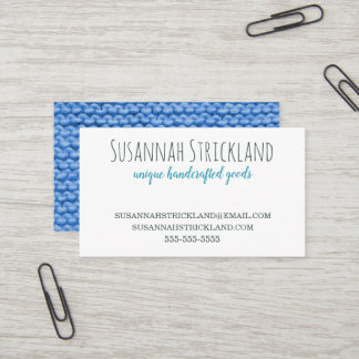 Carte De Visite Bleu tricoté de retour Handcrafted