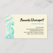 Carte De Visite Bleu Turquoise Agate Marbre Design Moderne (Dos)