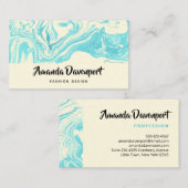Carte De Visite Bleu Turquoise Agate Marbre Design Moderne (Devant / Derrière)