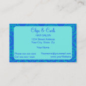 Carte De Visite Bleu & Turquoise Aqua Arabesque Marocain Graphique (Dos)