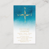 Carte De Visite Bleu turquoise blanc de boussole de *~* de plage (Dos)