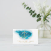 Carte De Visite Bleu turquoise blanc dinant fin de mer de barre (Debout devant)