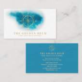 Carte De Visite Bleu turquoise blanc dinant fin de mer de barre (Devant / Derrière)