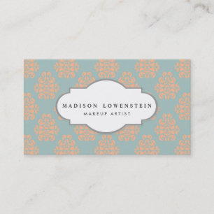 Carte De Visite Bleu turquoise de pêche de motif élégant vintage