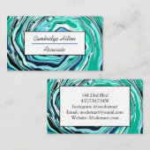 Carte De Visite Bleu, Turquoise et Marbre Turquoise (Devant / Derrière)