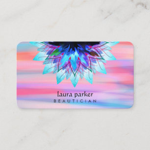 Carte De Visite Bleu Turquoise Lotus Fleur Logo Massage Yoga Profe