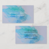 Carte De Visite Bleu turquoise moderne d'éclaboussure d'aquarelle (Devant / Derrière)