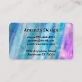 Carte De Visite bleu turquoise violet aabstraite aquarelle peinte  (Dos)