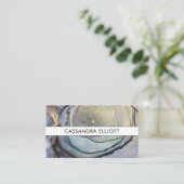 Carte De Visite Bleu Turquoise violet et or Encre d'alcool Liquide (Debout devant)