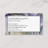 Carte De Visite Bleu Turquoise violet et or Encre d'alcool Liquide (Dos)